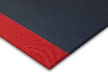 Schwarze Sammelmappe, Leinenrücken rot
